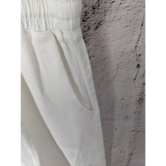 Michael Stars Wilhelmina Rib‎ Mixed Midi Dress in White Linen Blend w Pockets sz - Picture 3 of 8